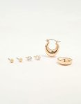 Goldair Gold Diamante Studs & Hoop Earrings 3-PACK