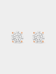 Rose Gold Plated Sterling Silver Cubic Zirconia Solitaire Stud Earrings