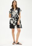 Crinkled Tunic Dress - Black & White