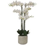Tall White Artificial Orchid Potted Display