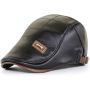 Newsboy Cap For Men Flat Cap Boston Scally Pu Leather Hat