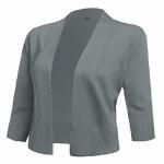 Aamilife Women's 3 4 Sleeve Cropped Cardigans Sweaters Jackets Open Front Short Shrugs For Dresses Small 12-GREY