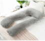 Polyester Fibre Solid Pregnancy Pillow Pack Of 1 Grey