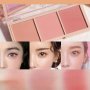 3-SHADE Blush Palette Nude Matte Milk Tea & Peach Oolong Tones Long-lasting Rouge Tri-color Natural Glow Waterproof Face Contouring Makeup - Beauty Makeup For