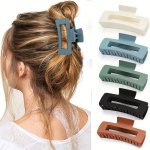 Hair Claw Clips Set For Women Solid Color Hollow Design Durable Hair Accessories Minimalist Style Multi-color Assortment Stylish