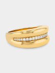 Goldair Gold Plated Sterling Silver Cubic Zirconia Horizontal Groove Ring