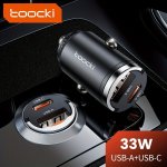 Toocki 33W Pull-up Car Charger Usb-a+usb-c Dual Port Output Support For PD/QC3.0 Compact And Portable Suitable For Iphone 15/IPH