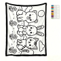 Diy Coloring Flannel Blanket 100% Polyester With 25 Color Pens-rabbit