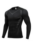 Breathable Compression Long Sleeve Sports Shirt For Men - Quick Drying Crew Neck Athletic Wear For Basketball Football Running A