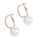 Goldair Gold Circle Oversized Pearl Drop Hoop Earrings