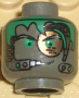 Parts Minifigure Head Alien With Green Hair Copper Eyepiece And Headset Pattern - Blocked Open Stud 3626PB0107