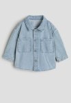 Cotton Twill Shacket - Blue Striped