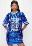 Sissy Boy Drizzle: Sequin Logo T-Shirt Dress - Cobalt