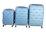 Smte 3-PIECE Abs Luggage Set Spinner Wheels Textured Shell Teal Blue With Keychain