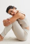 Knitted Joggers - Light Beige Marl