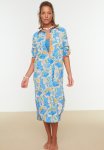 Ethnic Patterned Shirt Beach Dress - Multi
