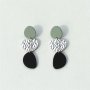 Light Color With Black Leaf Pattern Dangle Earrings Elegant Vacation Style Acrylic Jewelry Daily Casual