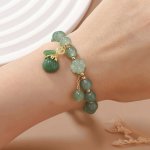 Elegant Lucky Money Bag & Four-leaf Clover Beaded Bracelet - Luxurious Glass Charm For Women Perfect Daily Wear Or Gift