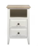 Skinny Hampton 2 Drawer Bedside Table White ash Grey Top