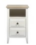 Skinny Hampton 2 Drawer Bedside Table White/ash Grey Top