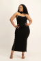 Zee Ribbed Bodycon Dress W/ Contrast Piping - L