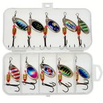 10PCS SET Fishing Lure Spinnerbait Bass Trout Salmon Hard Metal Spinner Baits Kit With Tackle Boxes