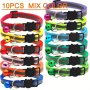10-Pack Reflective Breakaway Cat Collars With Bells & Round Ears Durable Polyamide Material Adjustable Safety Pet Collar Set With Various Patterns