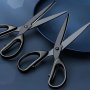 1PC Black Stainless Steel Scissors - Sharp Non-stick Safety Shears For Fabric Needlework Home Kitchen & Office Use - Durable Dressmaker's Scissors With Comfort