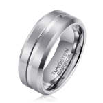 Men's Groove Silver Tungsten Ring OY-R-018 - 9