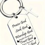 1PC Stainless Steel Keychain With Cross Pendant Elegant Religious Keychain With Inspirational Scriptural Messages For Christians