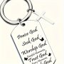 1PC Stainless Steel Keychain With Cross Pendant Elegant Religious Keychain With Inspirational Scriptural Messages For Christians Spiritual Prayer & Worship Gift Accessory