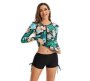 Women's Long Sleeve Floral Selection Two Piece Boxer Swimsuit - XL