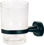 Glass Tumbler & Holder Matt Black