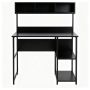 Modern Black Computer Desk With Hutch Shelves Home Office Study Workstation