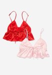 Cotton On Satin Longline Bralette 2PK - French Fairytale cherry Pie