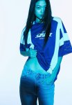 Oversized Motif-detail T-Shirt - Blue Seoul