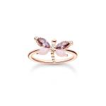 Ring Dragonfly With Stones Rose Gold - 60
