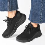 Ladies Chunky Sole Fly Knit Lace Up Sneaker - Black - 8