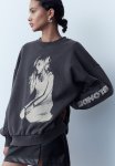 Oversized Printed Sweatshirt - Black