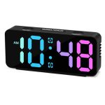 Cadmos Small Loud Alarm Clock For Heavy Sleepers Adults Digital LED Clock With Rgb Colorful Changing Compact Travel Clocks For B