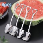 4-PIECE Stainless Steel Creative Dessert Spoon Set Universal Spade Shaped Watermelon & Ice Cream Scoops Durable Serving Utensils