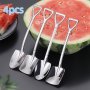 4-PIECE Stainless Steel Creative Dessert Spoon Set Universal Spade Shaped Watermelon & Ice Cream Scoops Durable Serving Utensils For Fruit & Cake