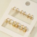 6 Pair Geometric C Shaped Hoop Earrings Set Minimalist Trendy Style Suitable For Daily Wearing For Women Exquisite Cute Hoop Ear