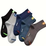 5 Pairs Letter Graphic Unisex Socks Sports & Breathable Mid Tube Socks Women's Stockings & Hosiery