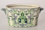 Blue & Green Ceramic Foot Bath – Pagoda Design – 15X34X20CM