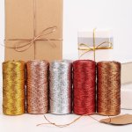 1 Roll Golden Twine String Thread Twist Ties With Coil Ribbon Metallic String For Jewelry Cord Diy Craft String Gift Wrapping Pa