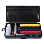 Cast Iron Knife Sharpening Set With 5 Medium Grit Stones - Manual Angle Guide Sharpener Kit For Kitchen Knives No Electricity Re