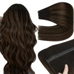 Youngsee 24 Inch 100G Hair Extensions Butterfly Weft Dark Brown Ombre Medium Brown Balayage Butterfly Weft Human Hair Extensions