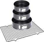3 Piece Non-stick Springform Cake Pan Set With Cooling Rack 18X20X22CM Pan Set