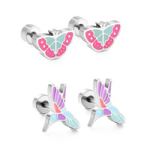 Silver Butterfly & Hummingbird Earrings - In 304 Stainless Steel